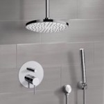 Remer SFH65 Chrome Shower System With Rain Ceiling Shower Head and Hand Shower
